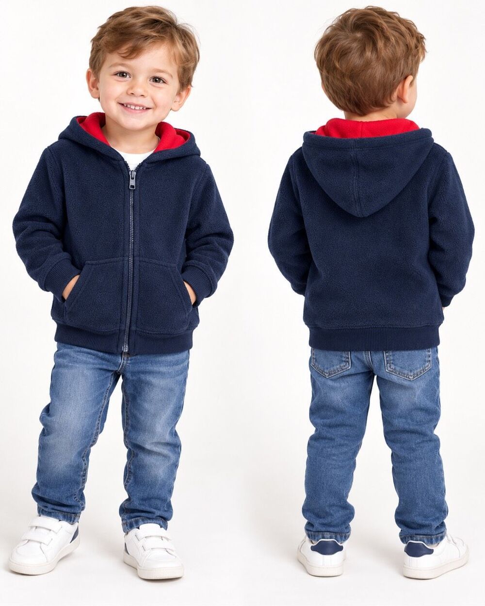 Garanimals Toddler Boys Navy Blue Fleece Full Zip Hoodie Jacket Size 3T